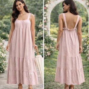 Perch,BP Blush Boho,Tiered Maxi Dress Flowy Lined Relaxed Plus,Lovely Size 3XL